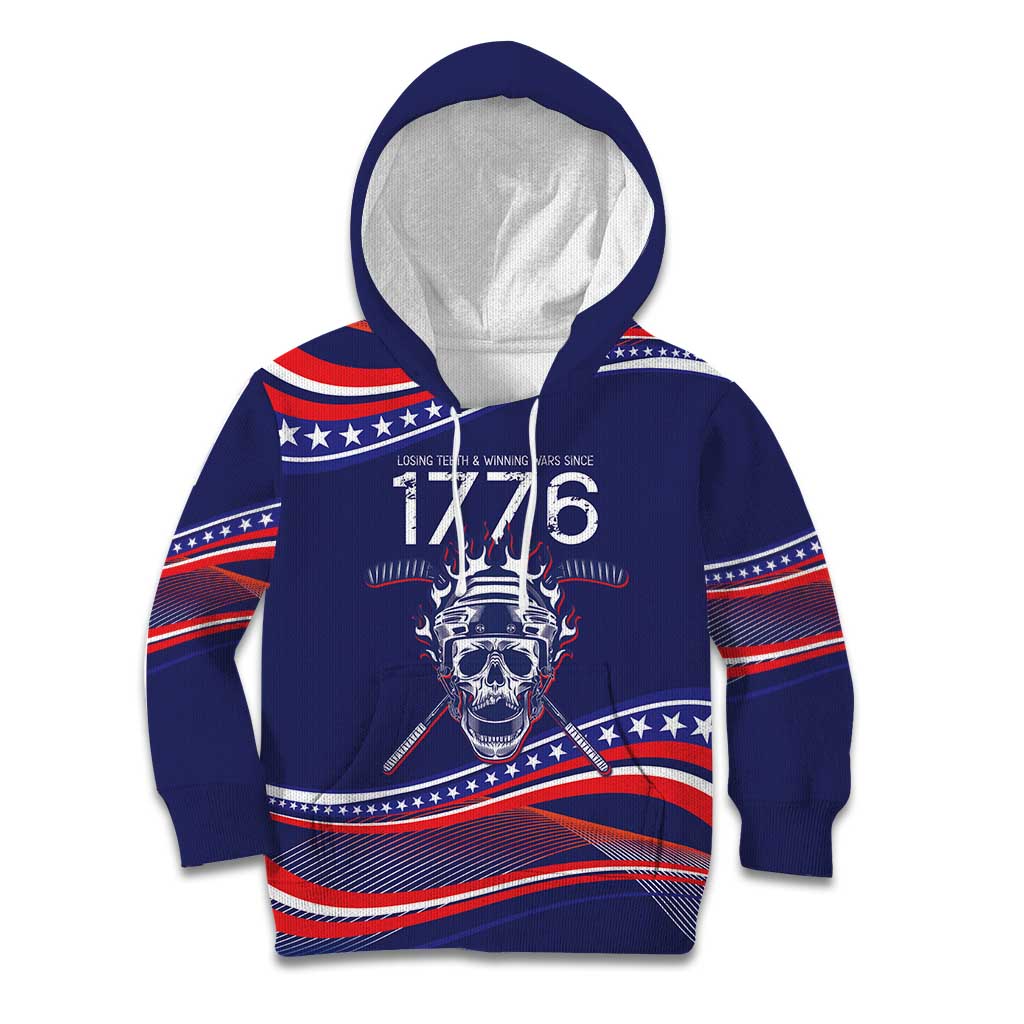 United States Hockey Personalized Kid Hoodie Losing Teeth Winning Wars Since 1776 Blue Style