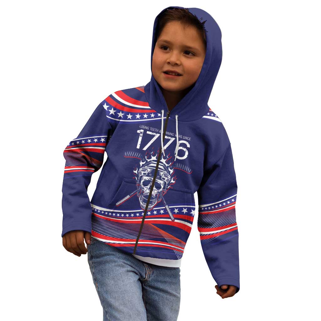 United States Hockey Personalized Kid Hoodie Losing Teeth Winning Wars Since 1776 Blue Style