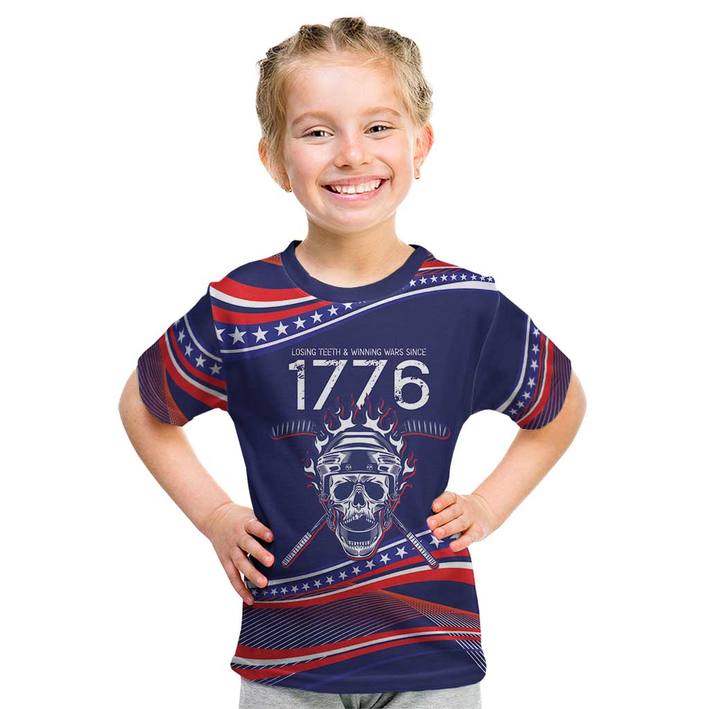 United States Hockey Personalized Kid T Shirt Losing Teeth Winning Wars Since 1776 Blue Style