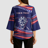 United States Hockey Personalized Kimono Sleeve Blouse Losing Teeth Winning Wars Since 1776 Blue Style