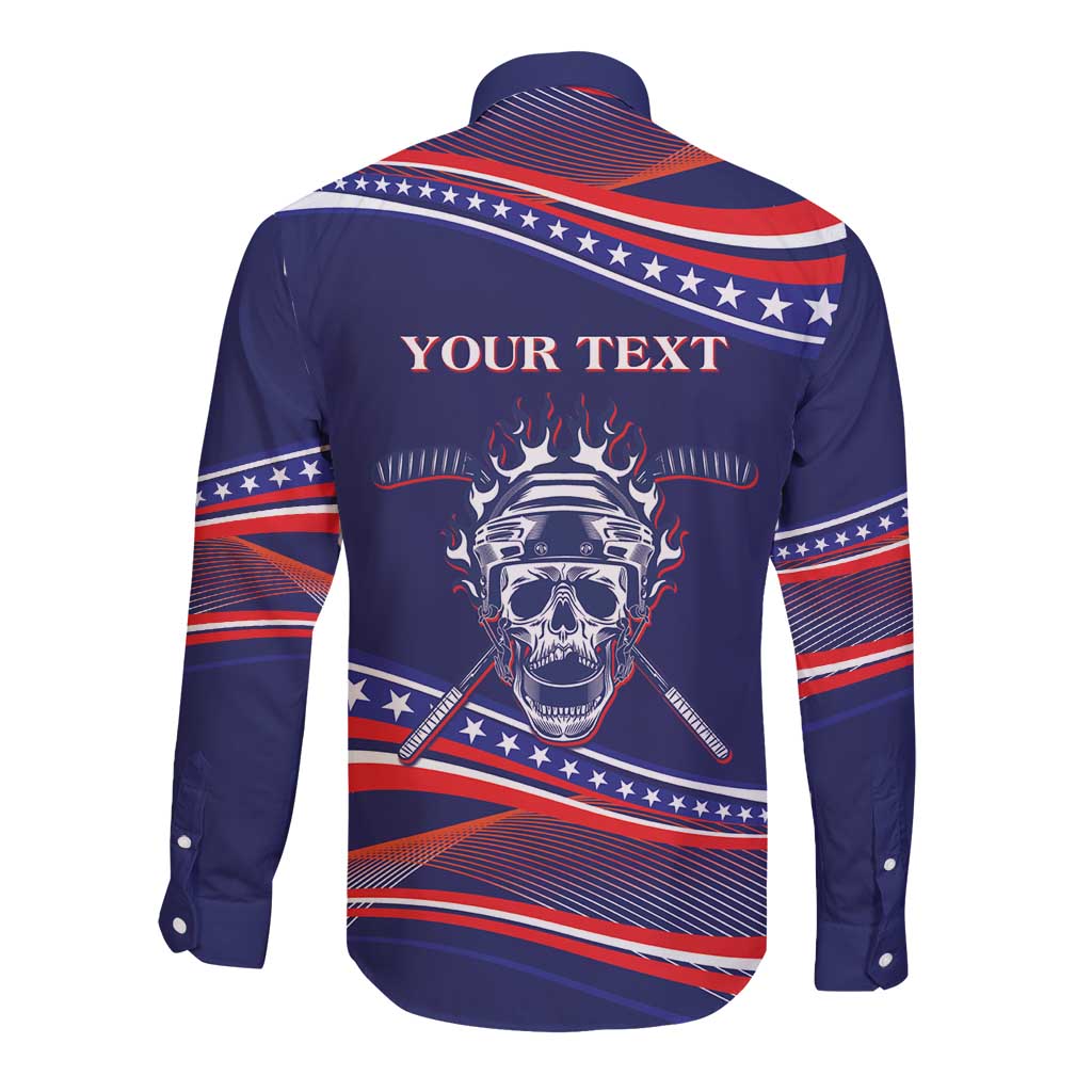 United States Hockey Personalized Long Sleeve Button Shirt Losing Teeth Winning Wars Since 1776 Blue Style