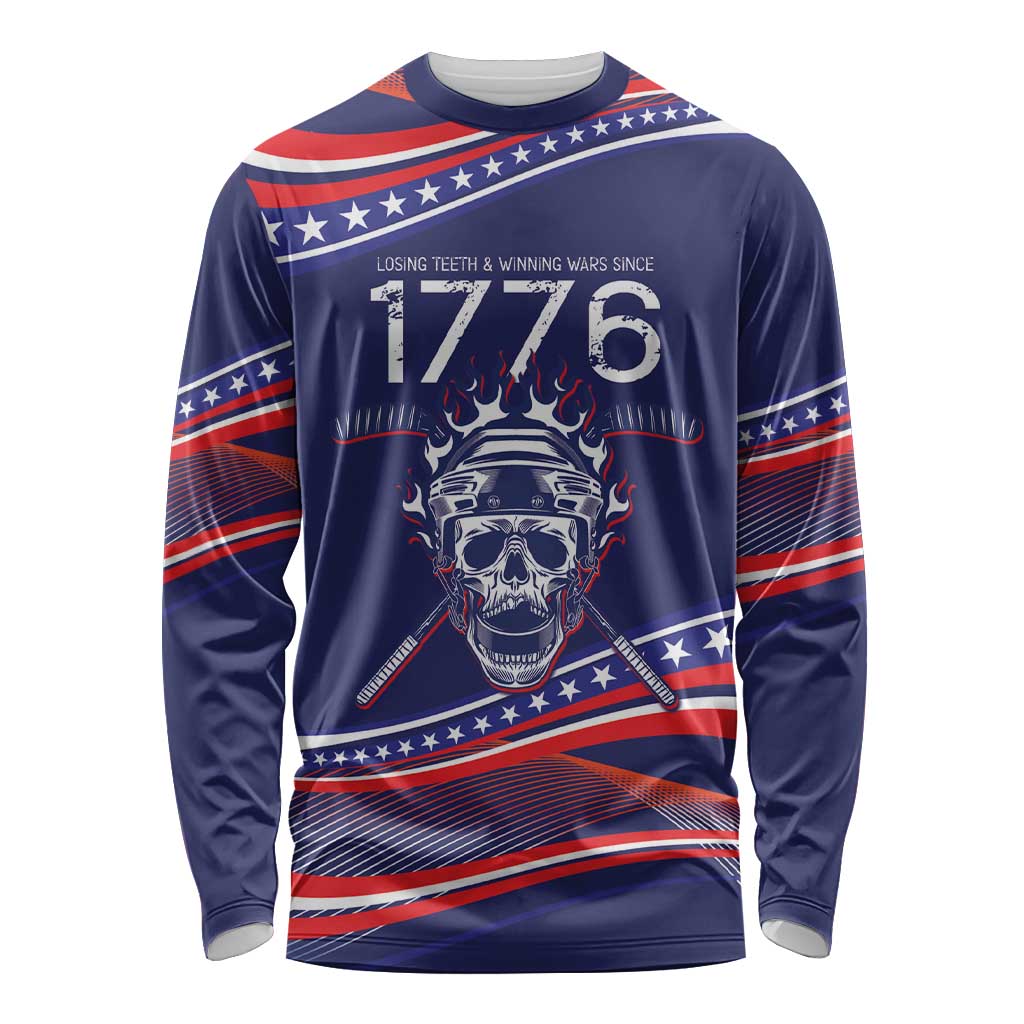 United States Hockey Personalized Long Sleeve Shirt Losing Teeth Winning Wars Since 1776 Blue Style