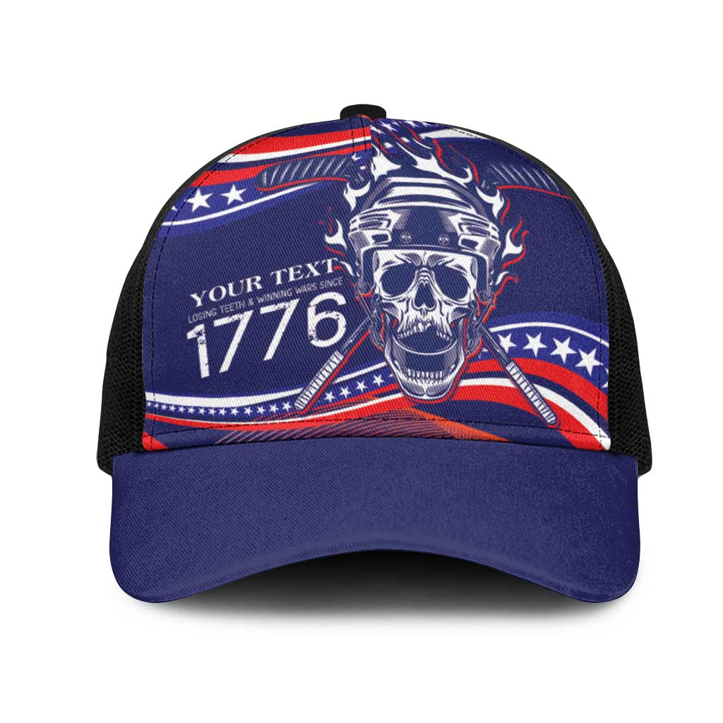 United States Hockey Personalized Mesh Trucker Cap Losing Teeth Winning Wars Since 1776 Blue Style