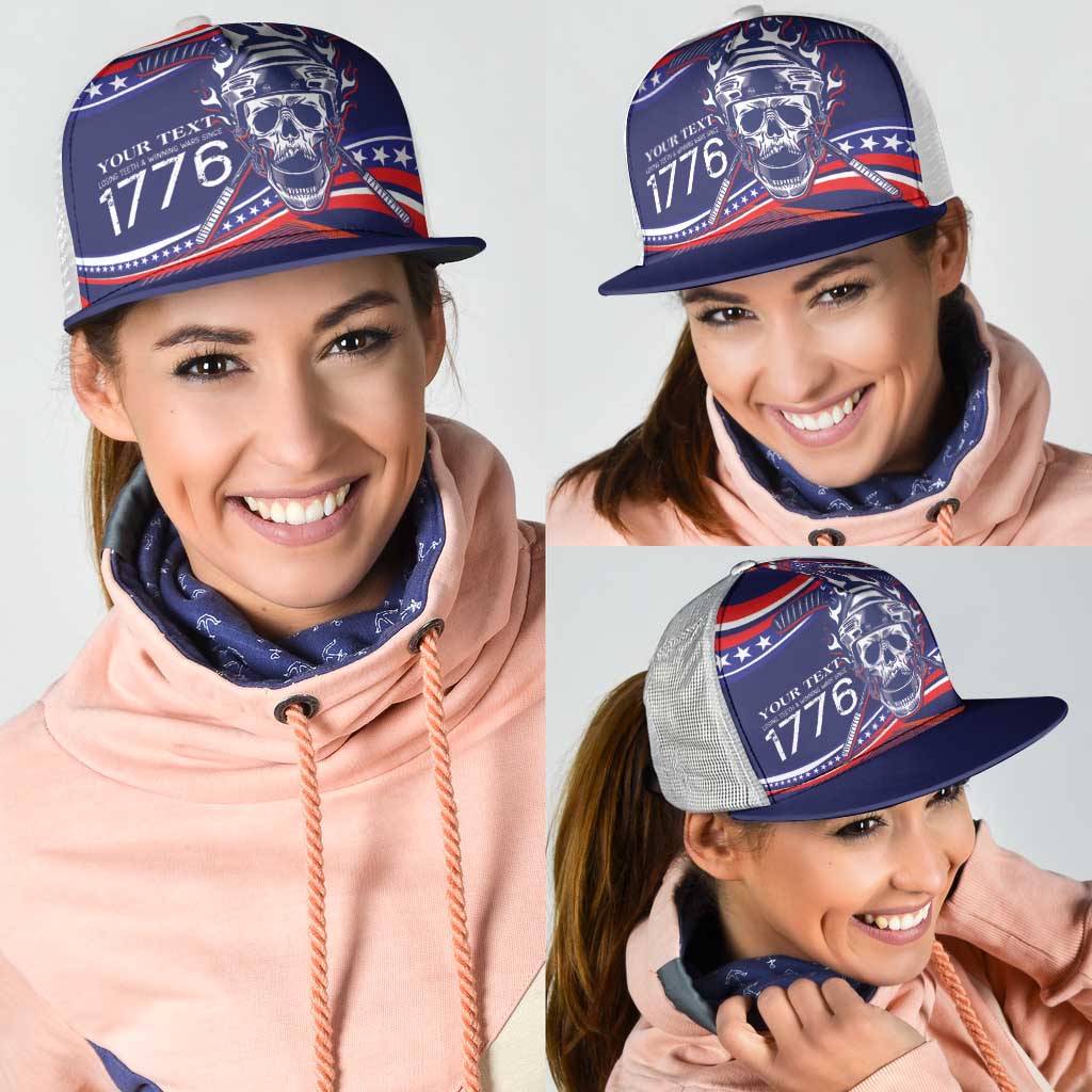 United States Hockey Personalized Mesh Trucker Cap Losing Teeth Winning Wars Since 1776 Blue Style