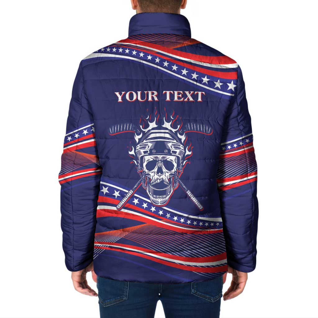 United States Hockey Personalized Padded Jacket Losing Teeth Winning Wars Since 1776 Blue Style