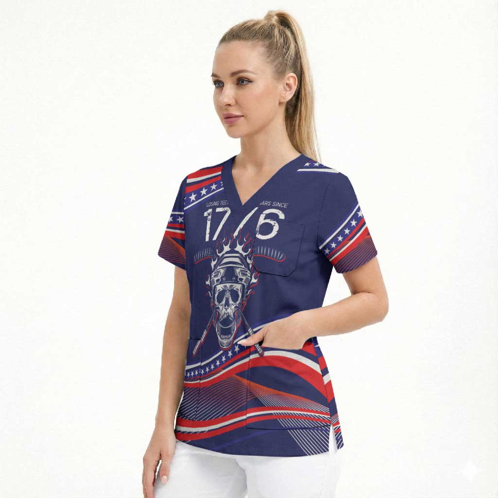 United States Hockey Personalized Scrub Top Losing Teeth Winning Wars Since 1776 Blue Style