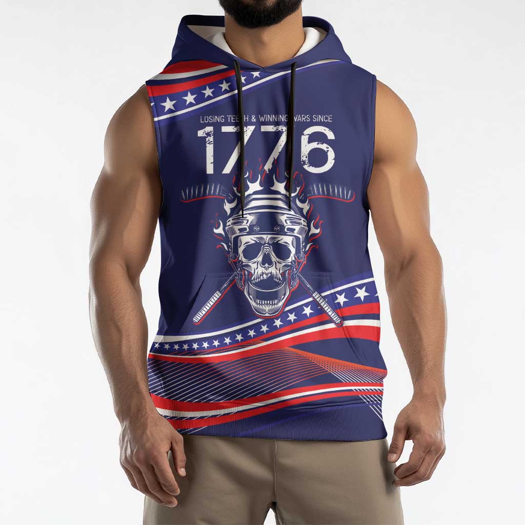 United States Hockey Personalized Sleeveless Hoodie Losing Teeth Winning Wars Since 1776 Blue Style