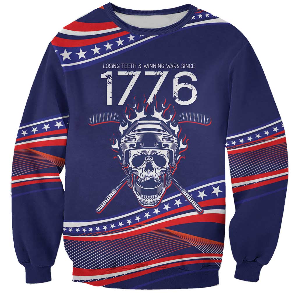 United States Hockey Personalized Sweatshirt Losing Teeth Winning Wars Since 1776 Blue Style