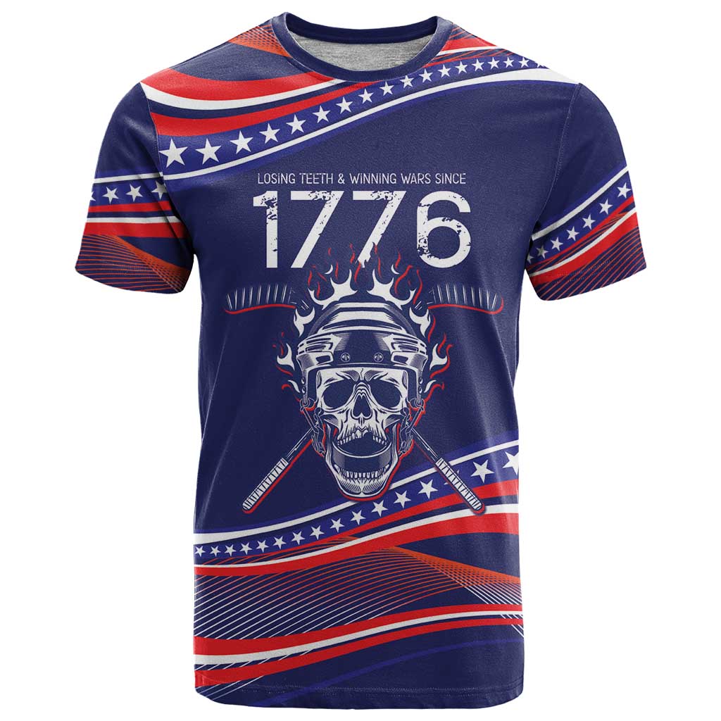 United States Hockey Personalized T Shirt Losing Teeth Winning Wars Since 1776 Blue Style