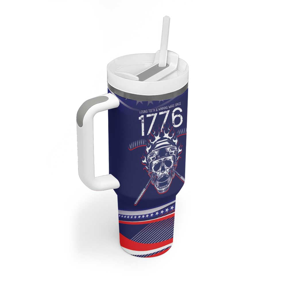 United States Hockey Personalized Tumbler With Handle Losing Teeth Winning Wars Since 1776 Blue Style