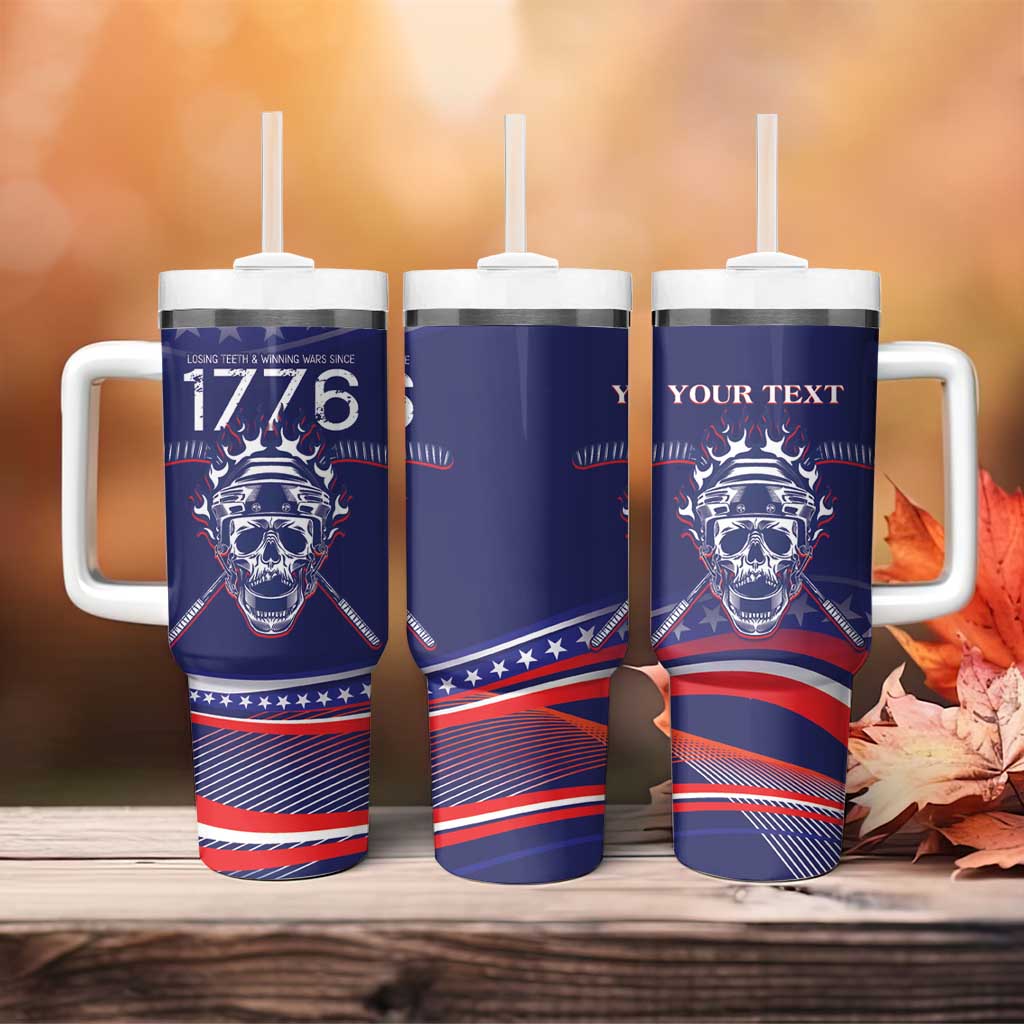 United States Hockey Personalized Tumbler With Handle Losing Teeth Winning Wars Since 1776 Blue Style