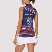 United States Hockey Personalized Women Sleeveless Polo Shirt Losing Teeth Winning Wars Since 1776 Blue Style