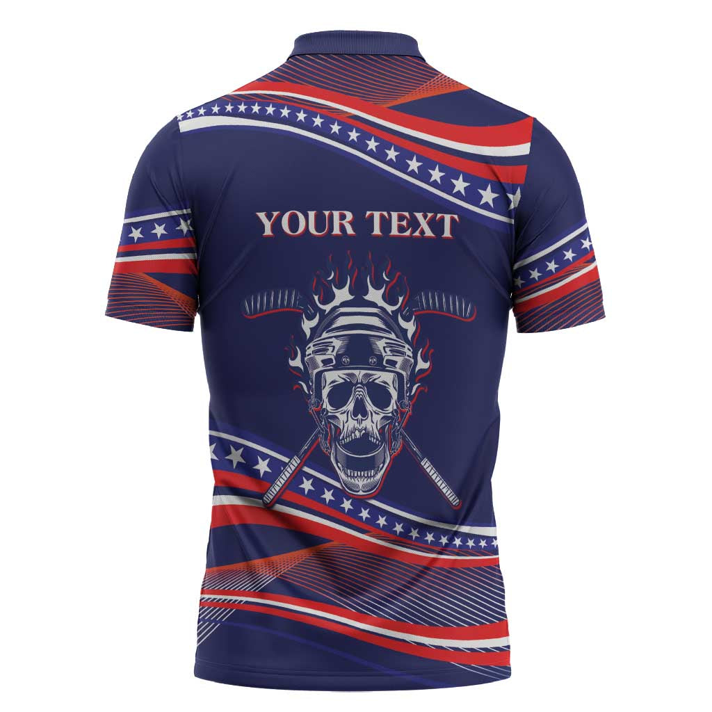 United States Hockey Personalized Zipper Polo Shirt Losing Teeth Winning Wars Since 1776 Blue Style