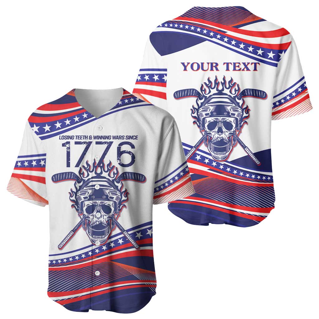 United States Hockey Personalized Baseball Jersey Losing Teeth Winning Wars Since 1776 White Style