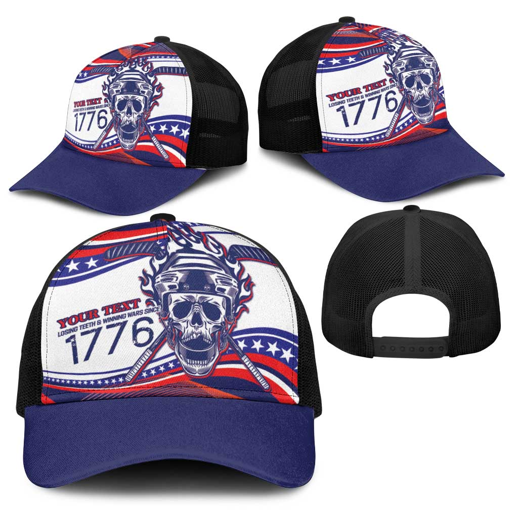 United States Hockey Personalized Baseball Net Cap Losing Teeth Winning Wars Since 1776 White Style