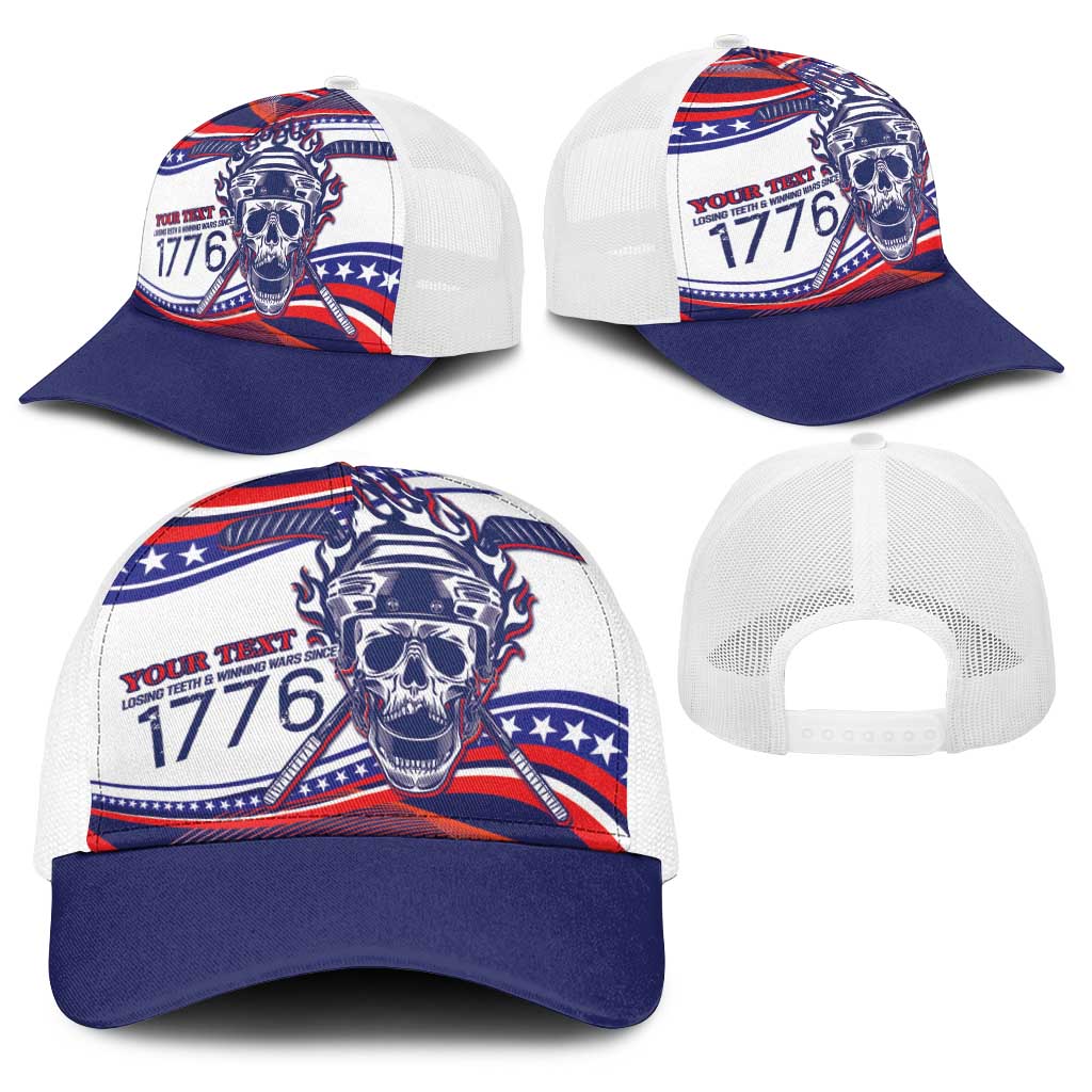 United States Hockey Personalized Baseball Net Cap Losing Teeth Winning Wars Since 1776 White Style