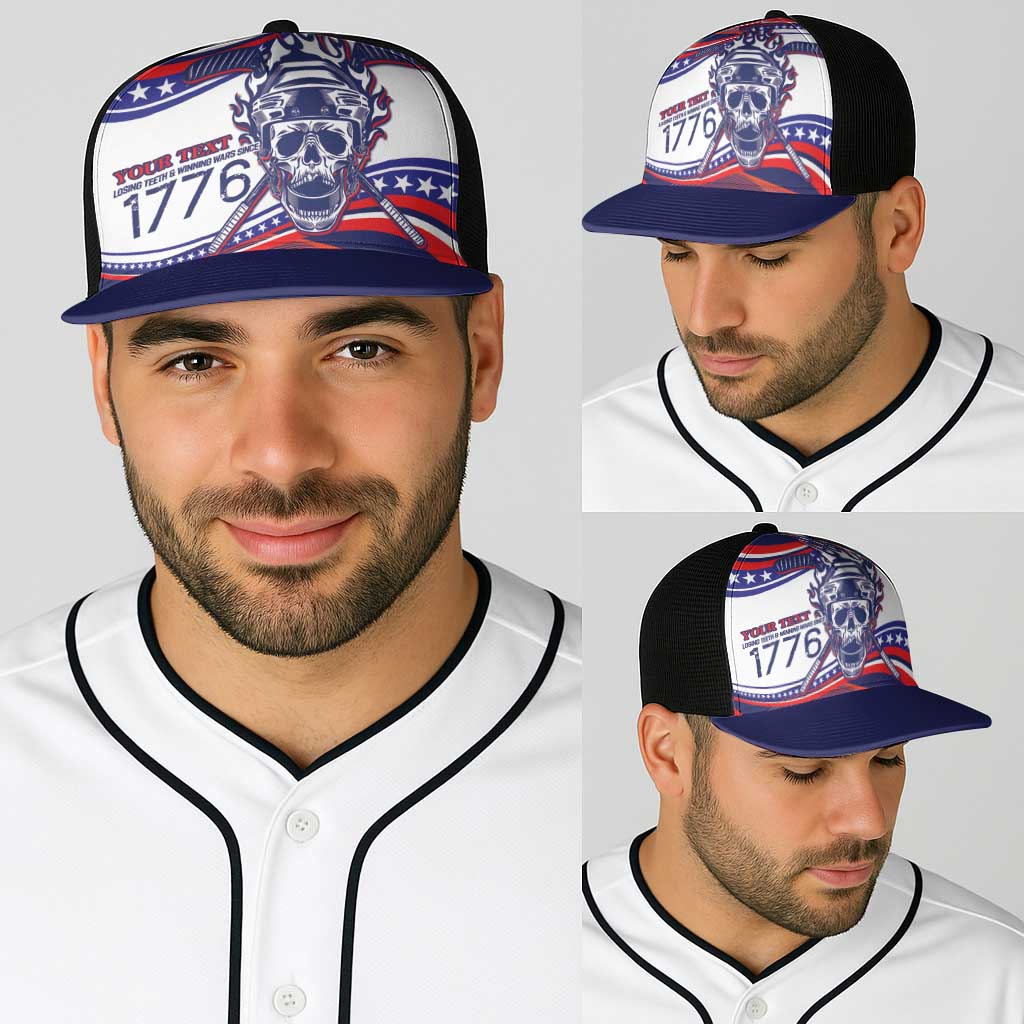 United States Hockey Personalized Baseball Net Cap Losing Teeth Winning Wars Since 1776 White Style