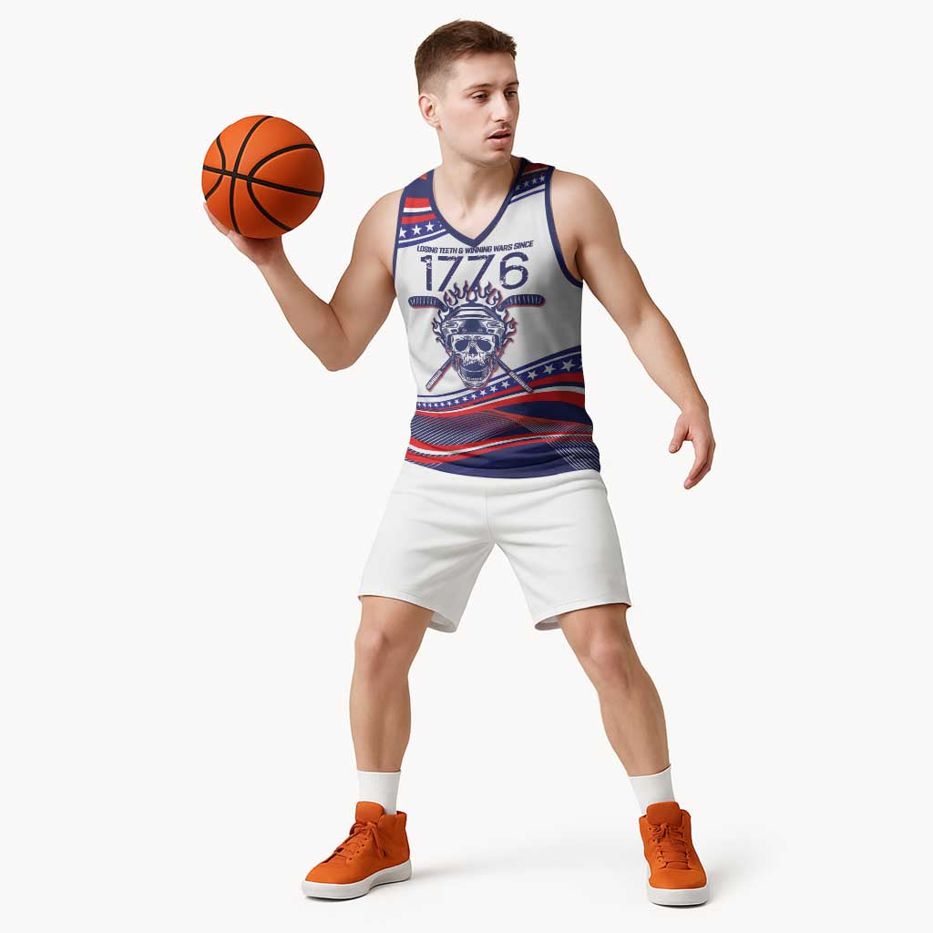 United States Hockey Personalized Basketball Jersey Losing Teeth Winning Wars Since 1776 White Style
