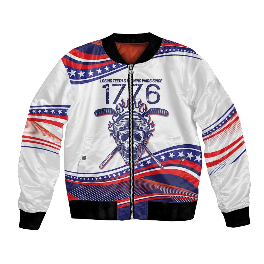United States Hockey Personalized Bomber Jacket Losing Teeth Winning Wars Since 1776 White Style