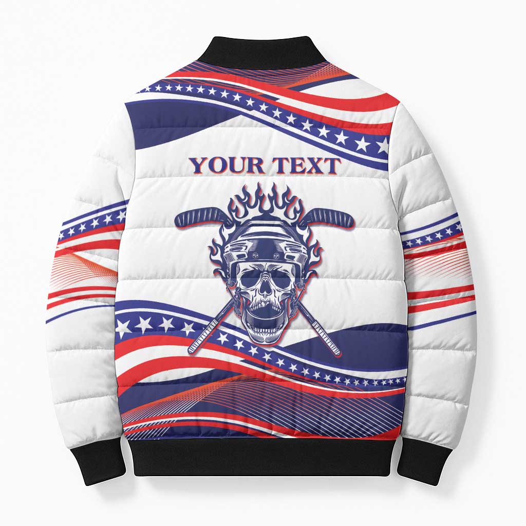 United States Hockey Personalized Bomber Puffer Jacket Losing Teeth Winning Wars Since 1776 White Style