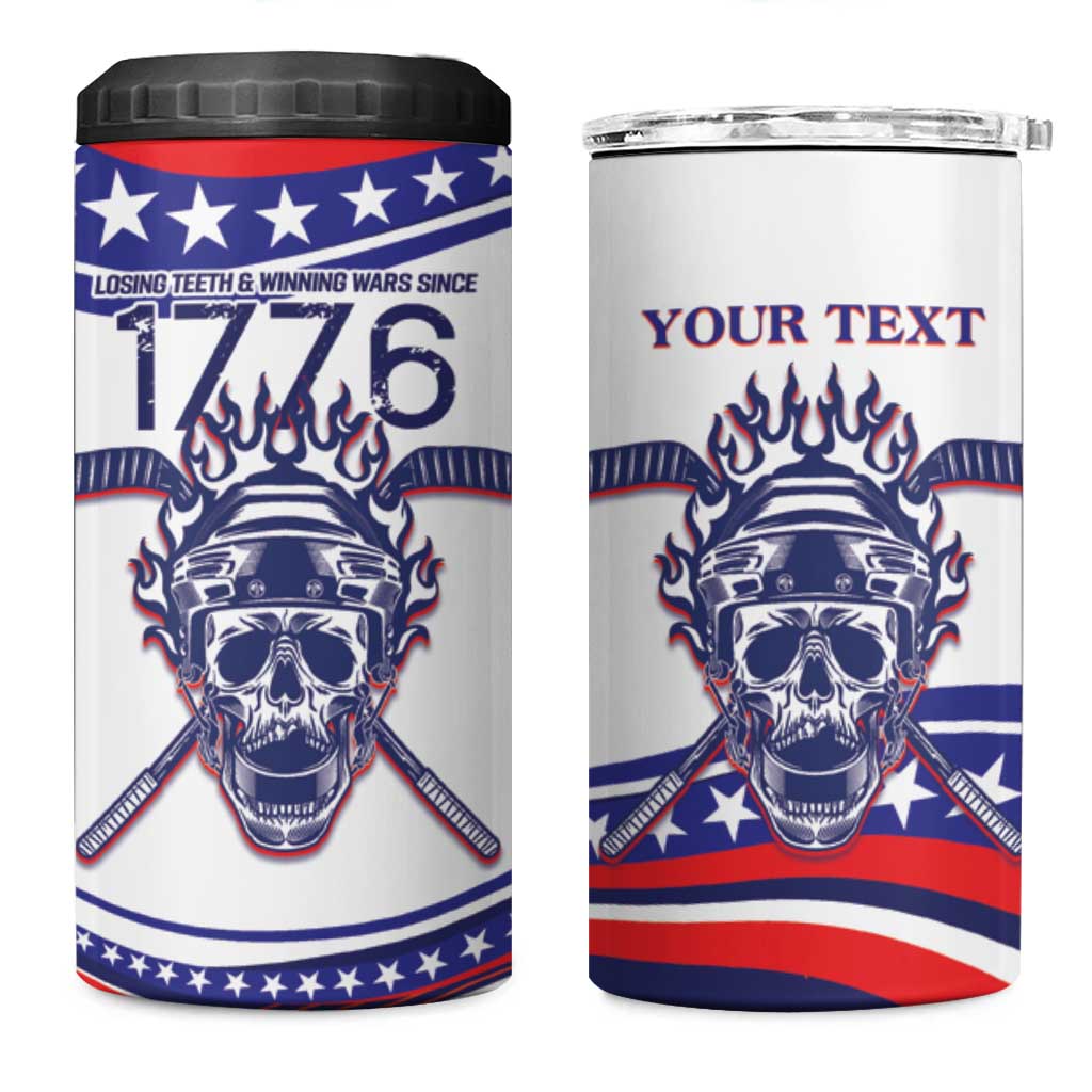 United States Hockey Personalized 4 in 1 Can Cooler Tumbler Losing Teeth Winning Wars Since 1776 White Style