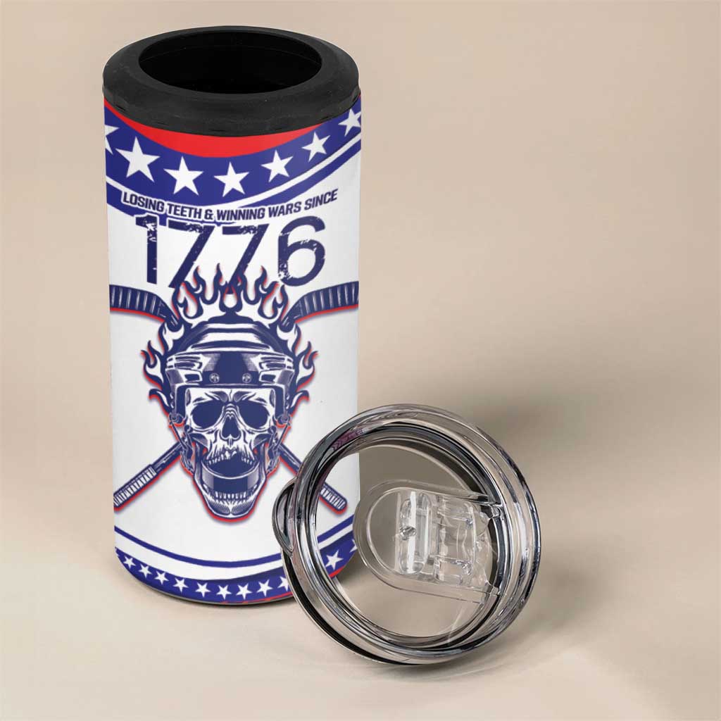 United States Hockey Personalized 4 in 1 Can Cooler Tumbler Losing Teeth Winning Wars Since 1776 White Style