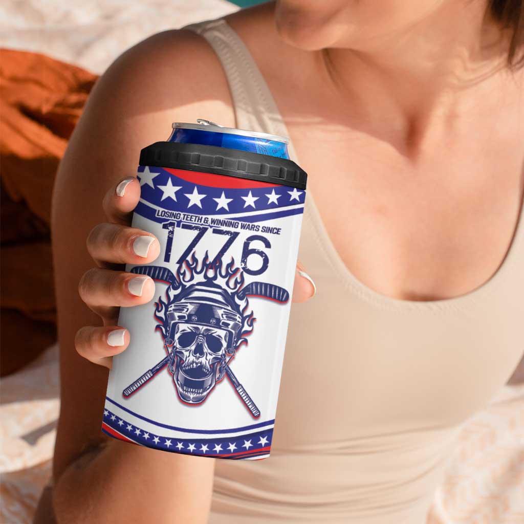United States Hockey Personalized 4 in 1 Can Cooler Tumbler Losing Teeth Winning Wars Since 1776 White Style
