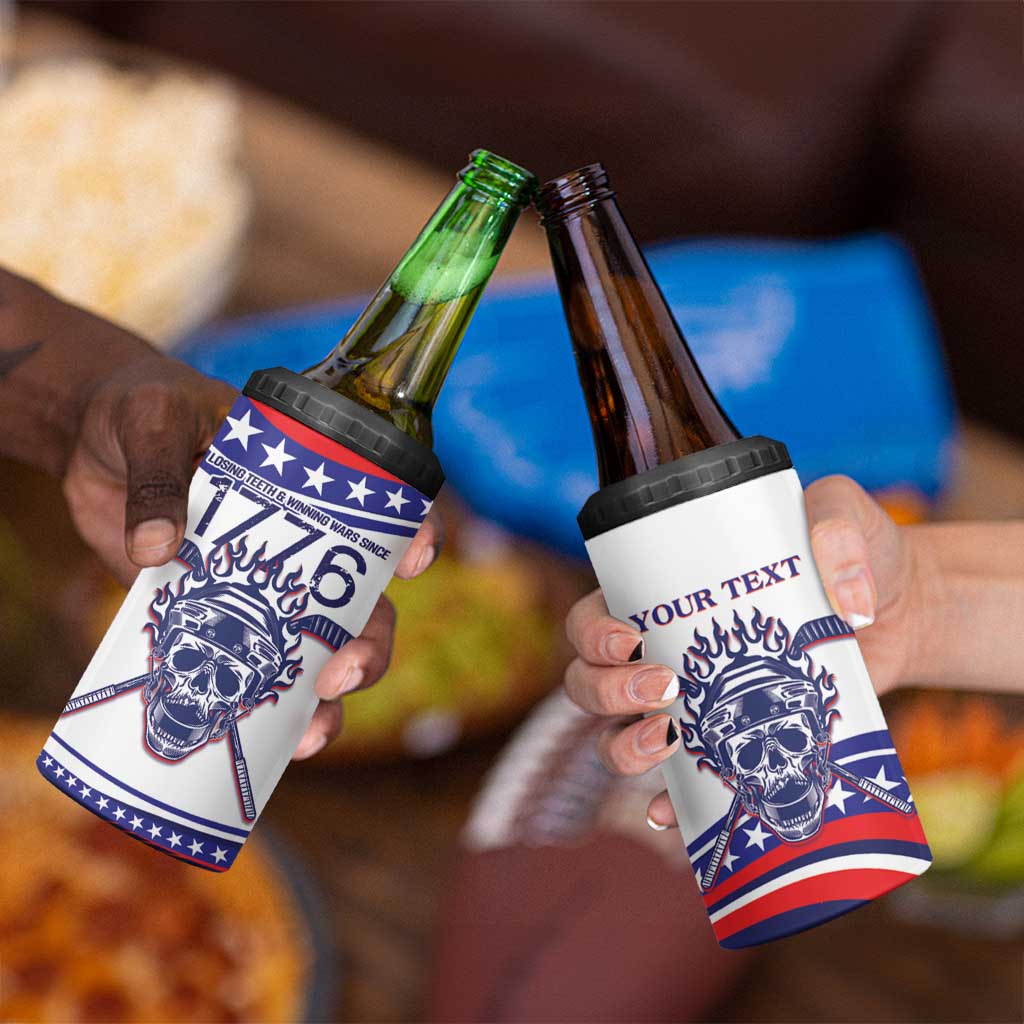 United States Hockey Personalized 4 in 1 Can Cooler Tumbler Losing Teeth Winning Wars Since 1776 White Style