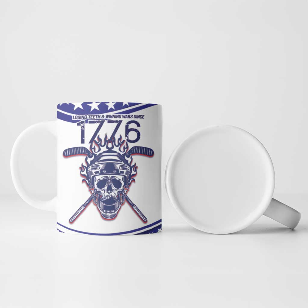 United States Hockey Personalized Ceramic Mug Losing Teeth Winning Wars Since 1776 White Style