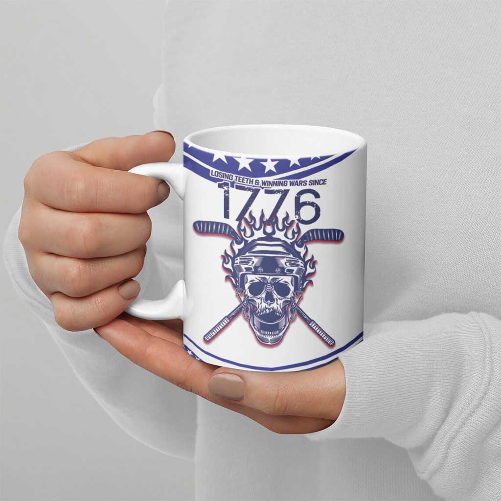 United States Hockey Personalized Ceramic Mug Losing Teeth Winning Wars Since 1776 White Style