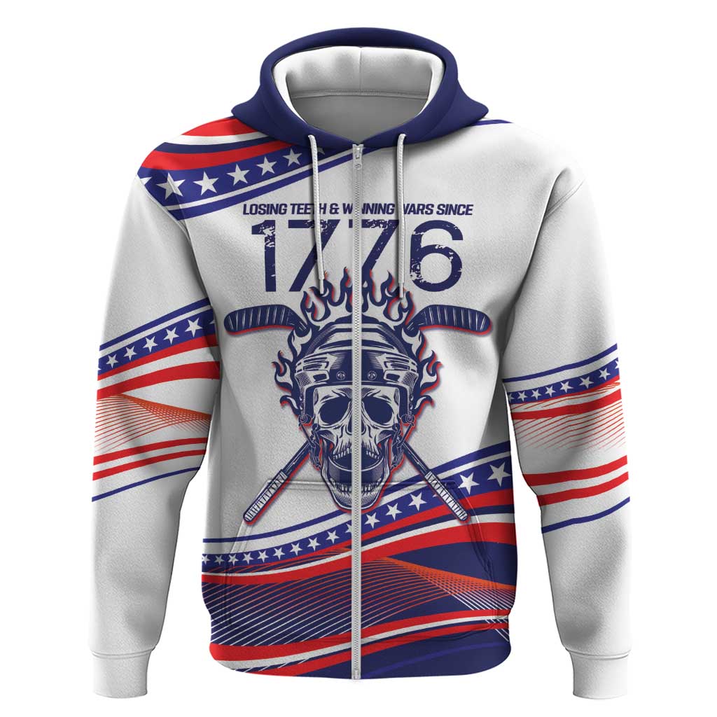 United States Hockey Personalized Hoodie Losing Teeth Winning Wars Since 1776 White Style