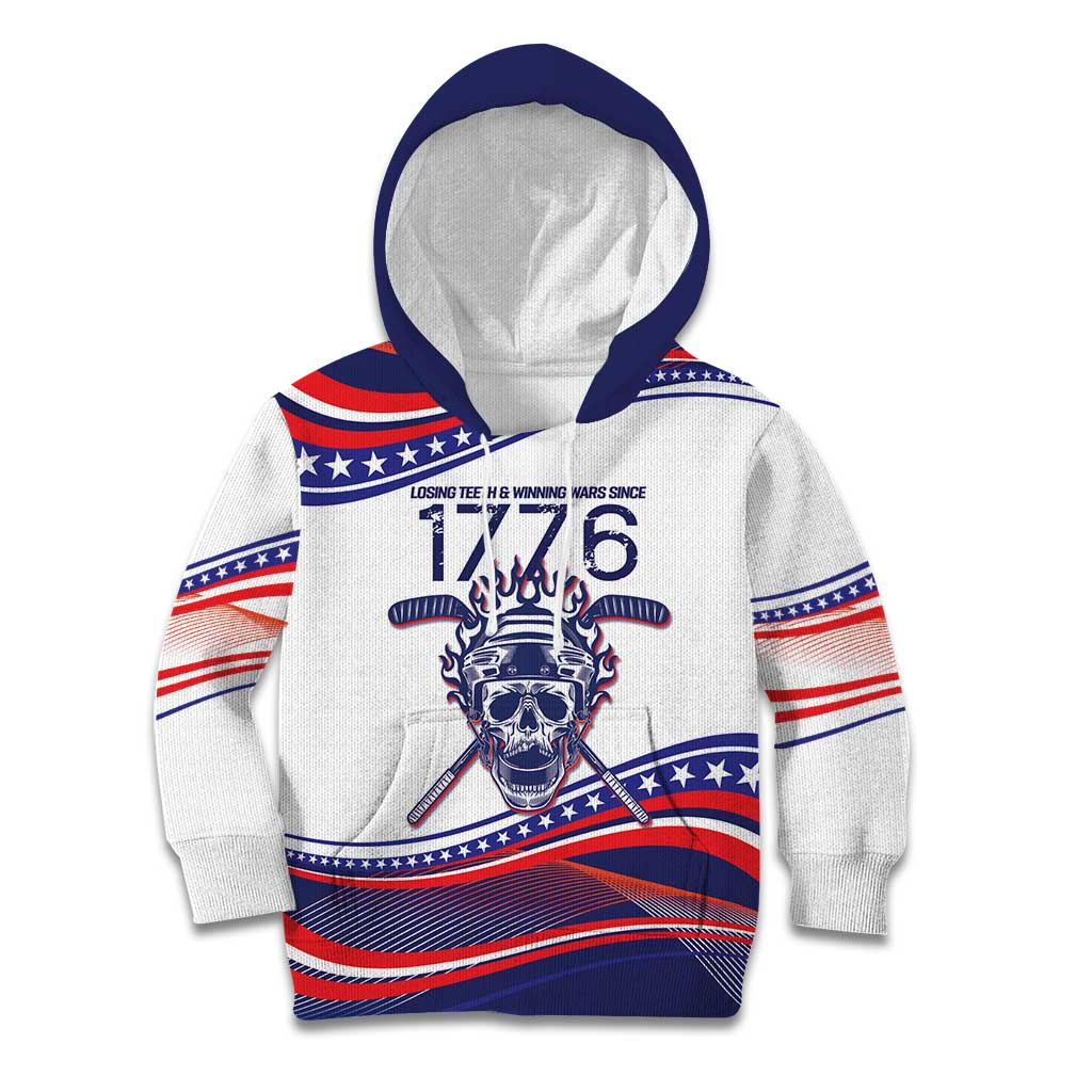 United States Hockey Personalized Kid Hoodie Losing Teeth Winning Wars Since 1776 White Style
