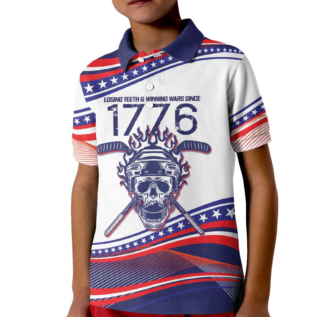 United States Hockey Personalized Kid Polo Shirt Losing Teeth Winning Wars Since 1776 White Style