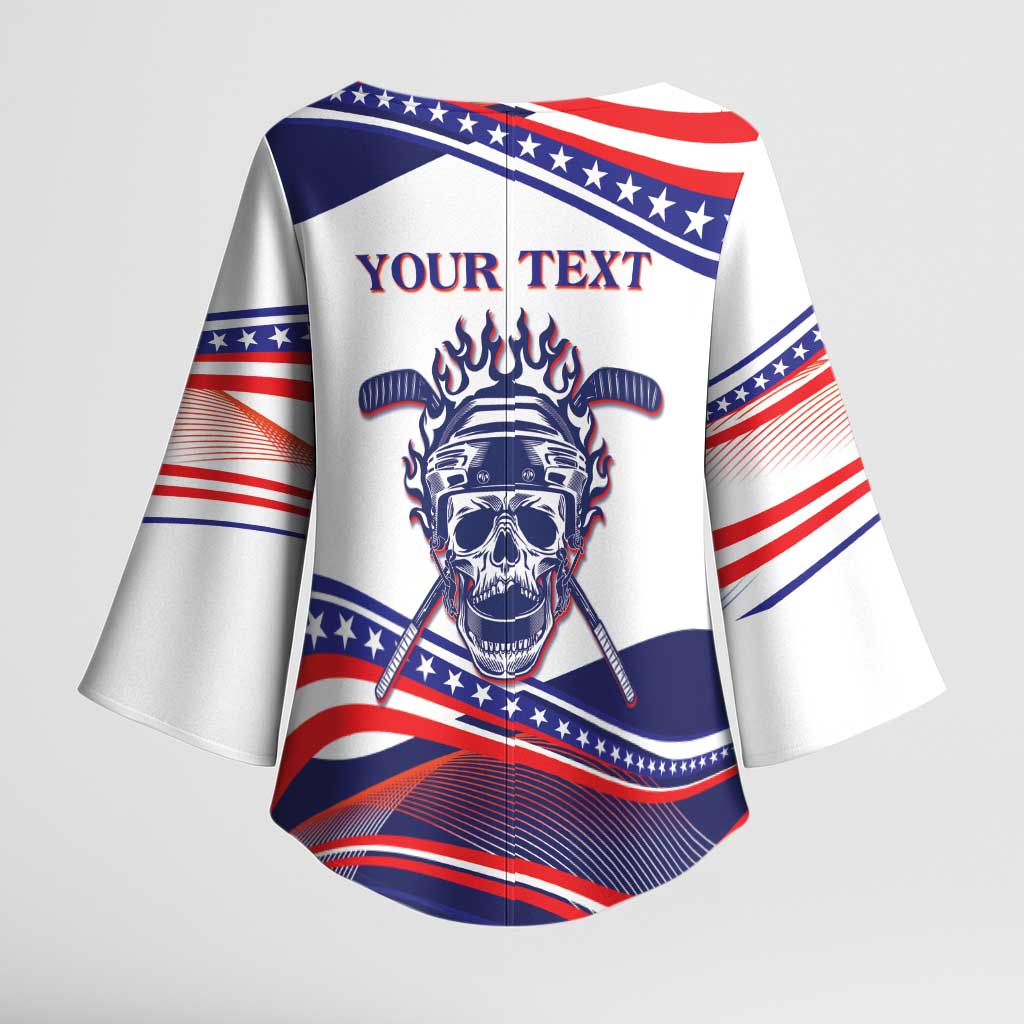 United States Hockey Personalized Kimono Sleeve Blouse Losing Teeth Winning Wars Since 1776 White Style