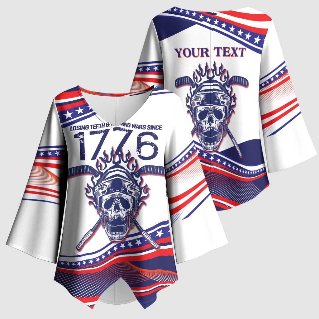 United States Hockey Personalized Kimono Sleeve Blouse Losing Teeth Winning Wars Since 1776 White Style