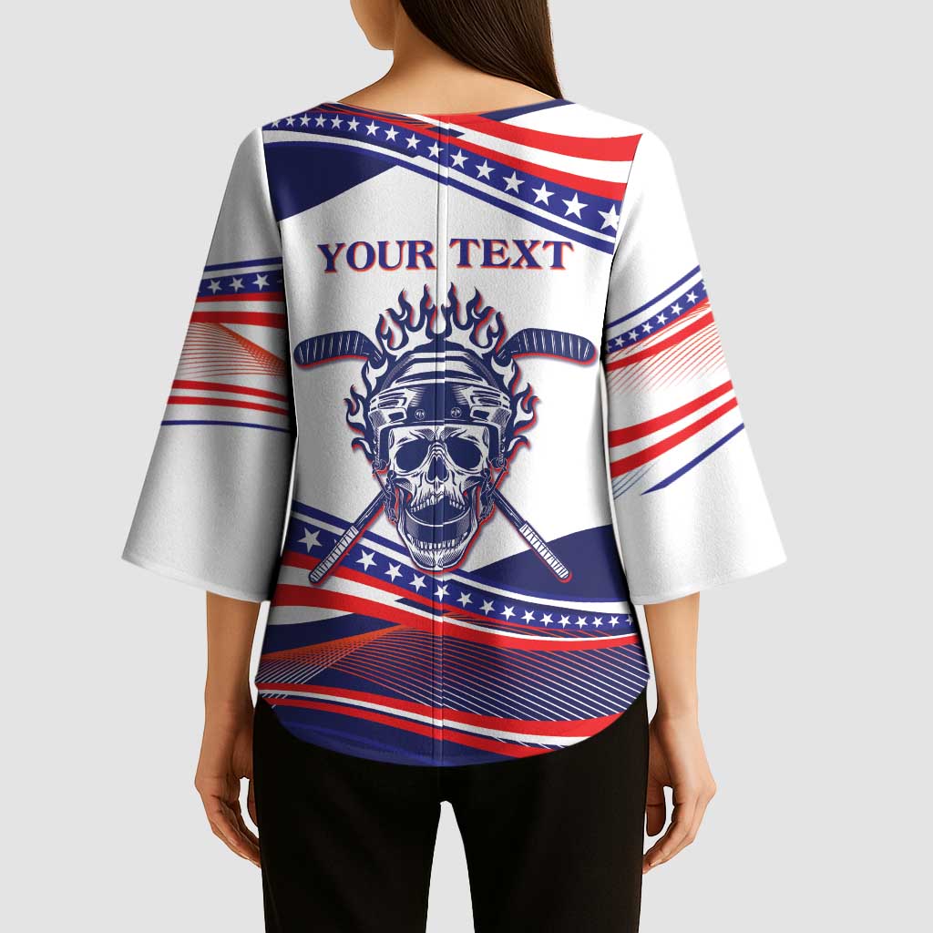 United States Hockey Personalized Kimono Sleeve Blouse Losing Teeth Winning Wars Since 1776 White Style