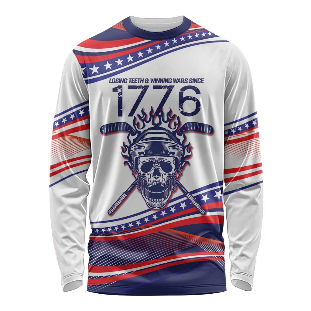 United States Hockey Personalized Long Sleeve Shirt Losing Teeth Winning Wars Since 1776 White Style