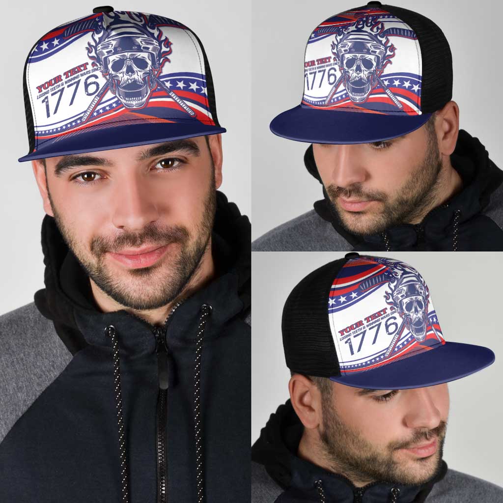 United States Hockey Personalized Mesh Trucker Cap Losing Teeth Winning Wars Since 1776 White Style