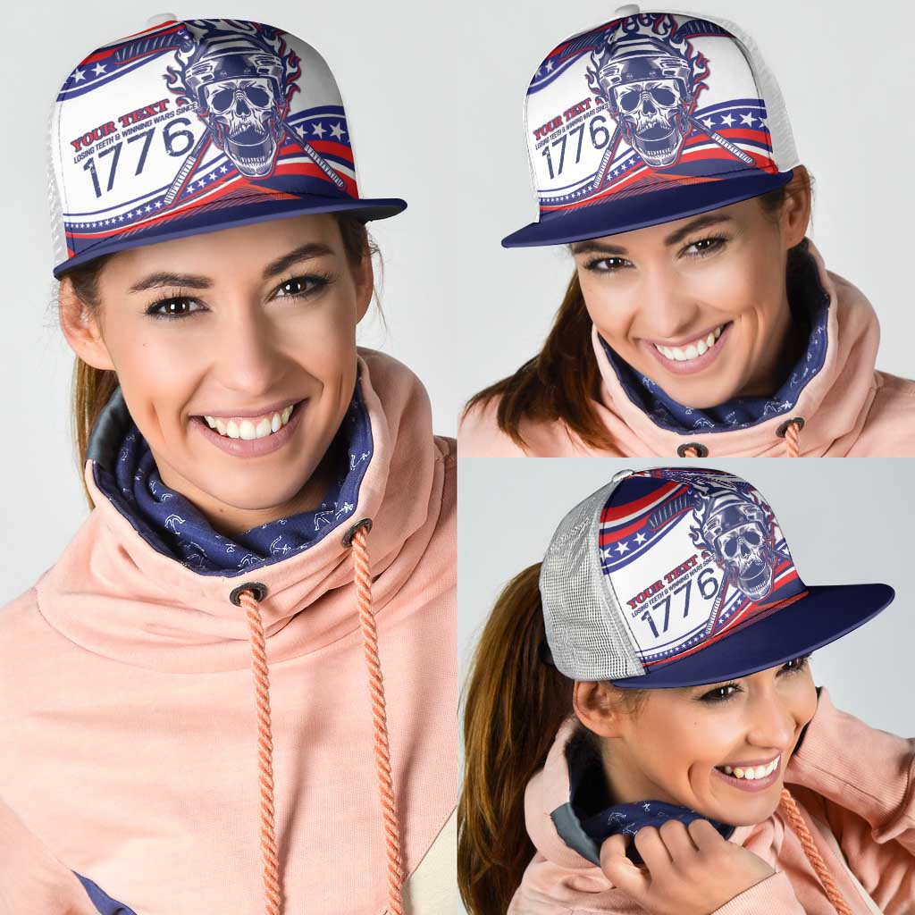 United States Hockey Personalized Mesh Trucker Cap Losing Teeth Winning Wars Since 1776 White Style