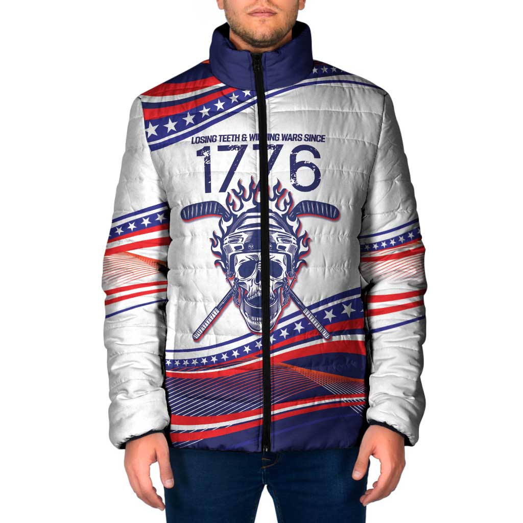 United States Hockey Personalized Padded Jacket Losing Teeth Winning Wars Since 1776 White Style