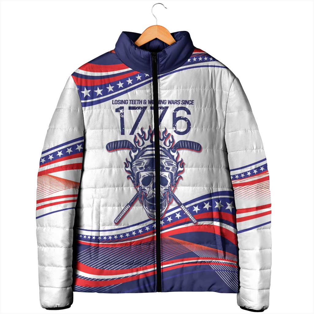 United States Hockey Personalized Padded Jacket Losing Teeth Winning Wars Since 1776 White Style