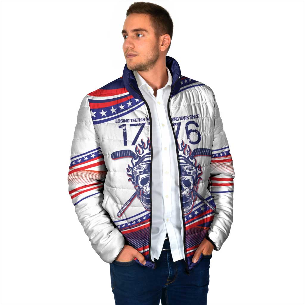 United States Hockey Personalized Padded Jacket Losing Teeth Winning Wars Since 1776 White Style