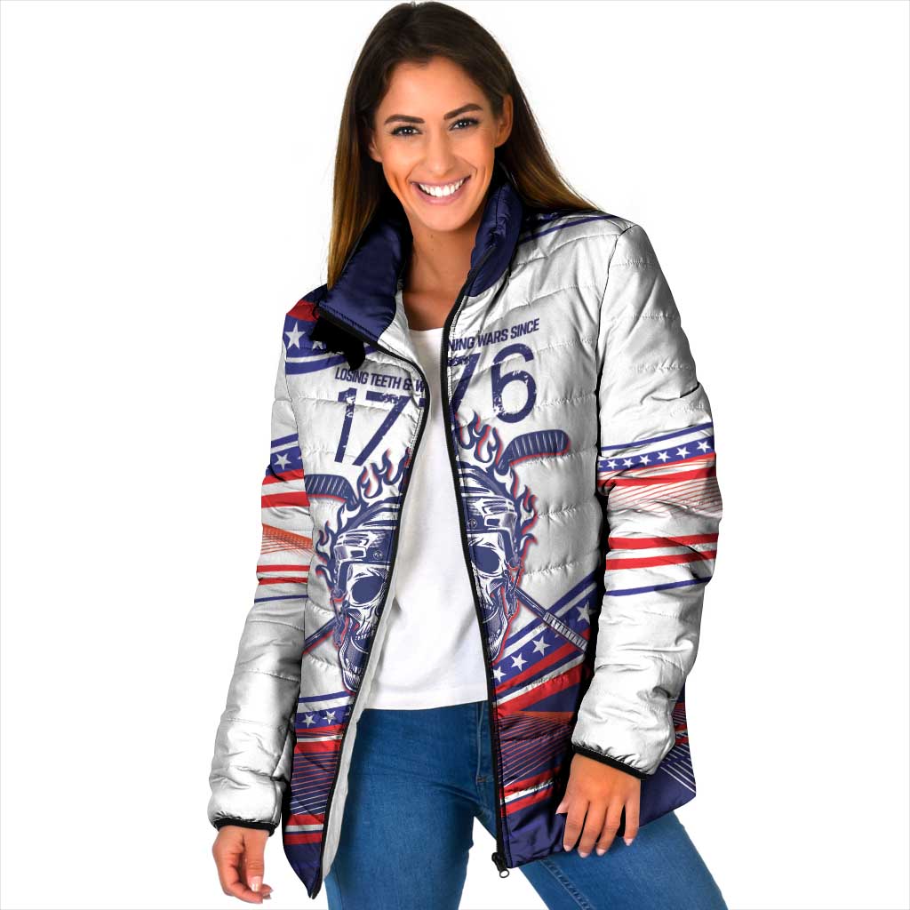 United States Hockey Personalized Padded Jacket Losing Teeth Winning Wars Since 1776 White Style