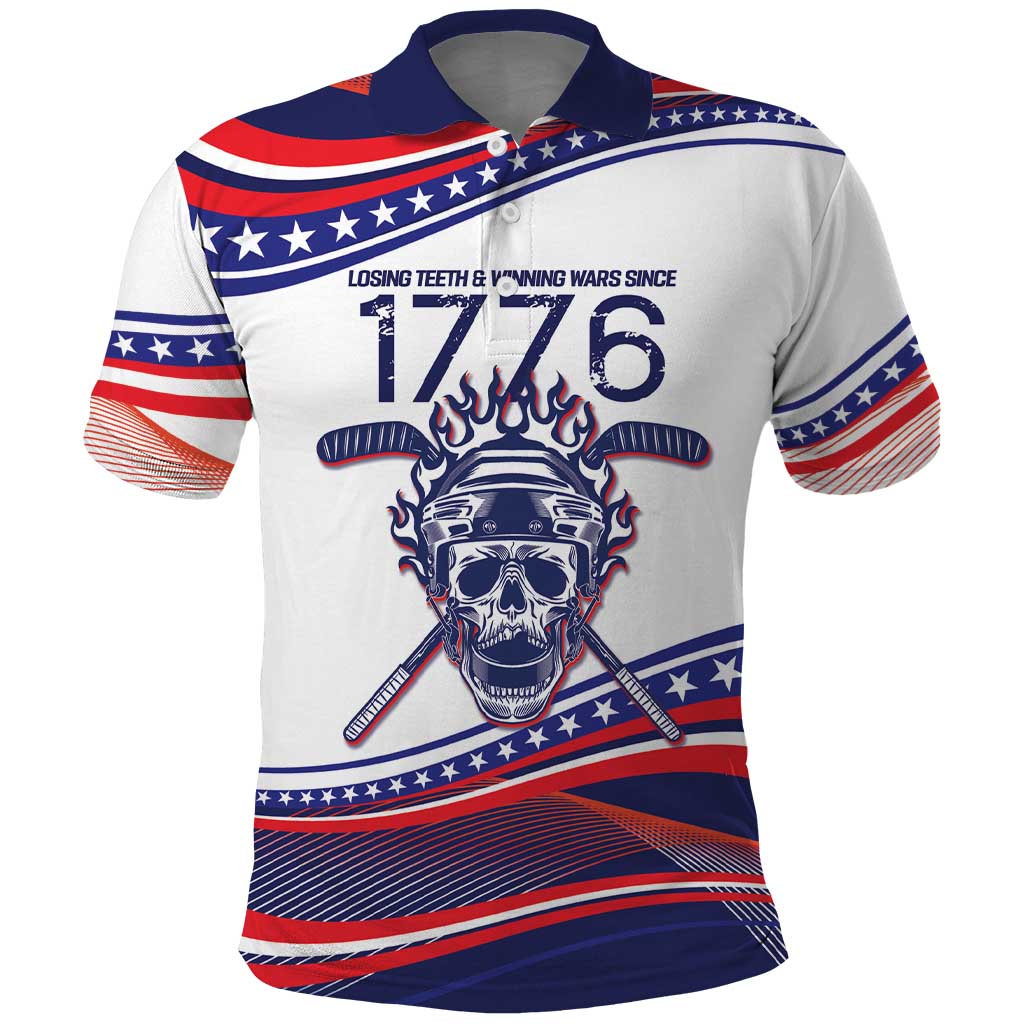 United States Hockey Personalized Polo Shirt Losing Teeth Winning Wars Since 1776 White Style