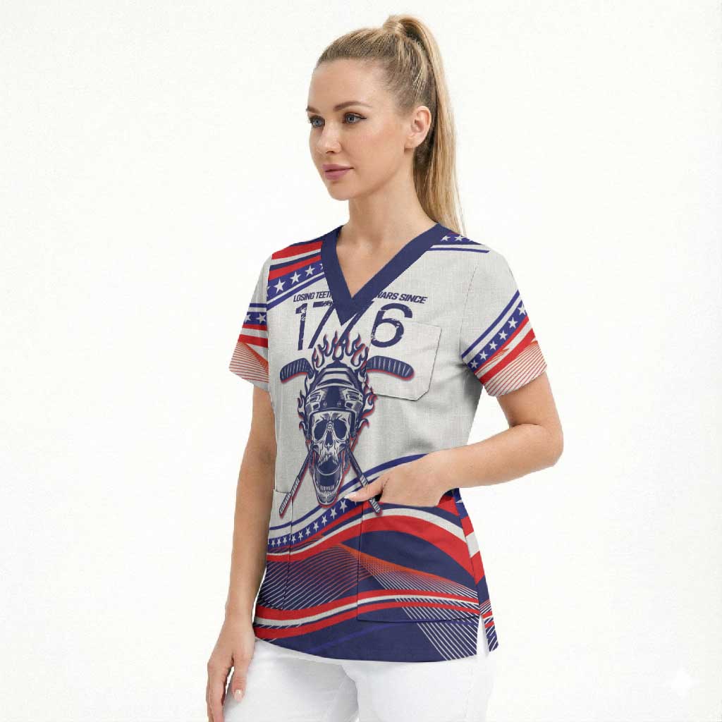 United States Hockey Personalized Scrub Top Losing Teeth Winning Wars Since 1776 White Style