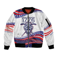 United States Hockey Personalized Sleeve Zip Bomber Jacket Losing Teeth Winning Wars Since 1776 White Style