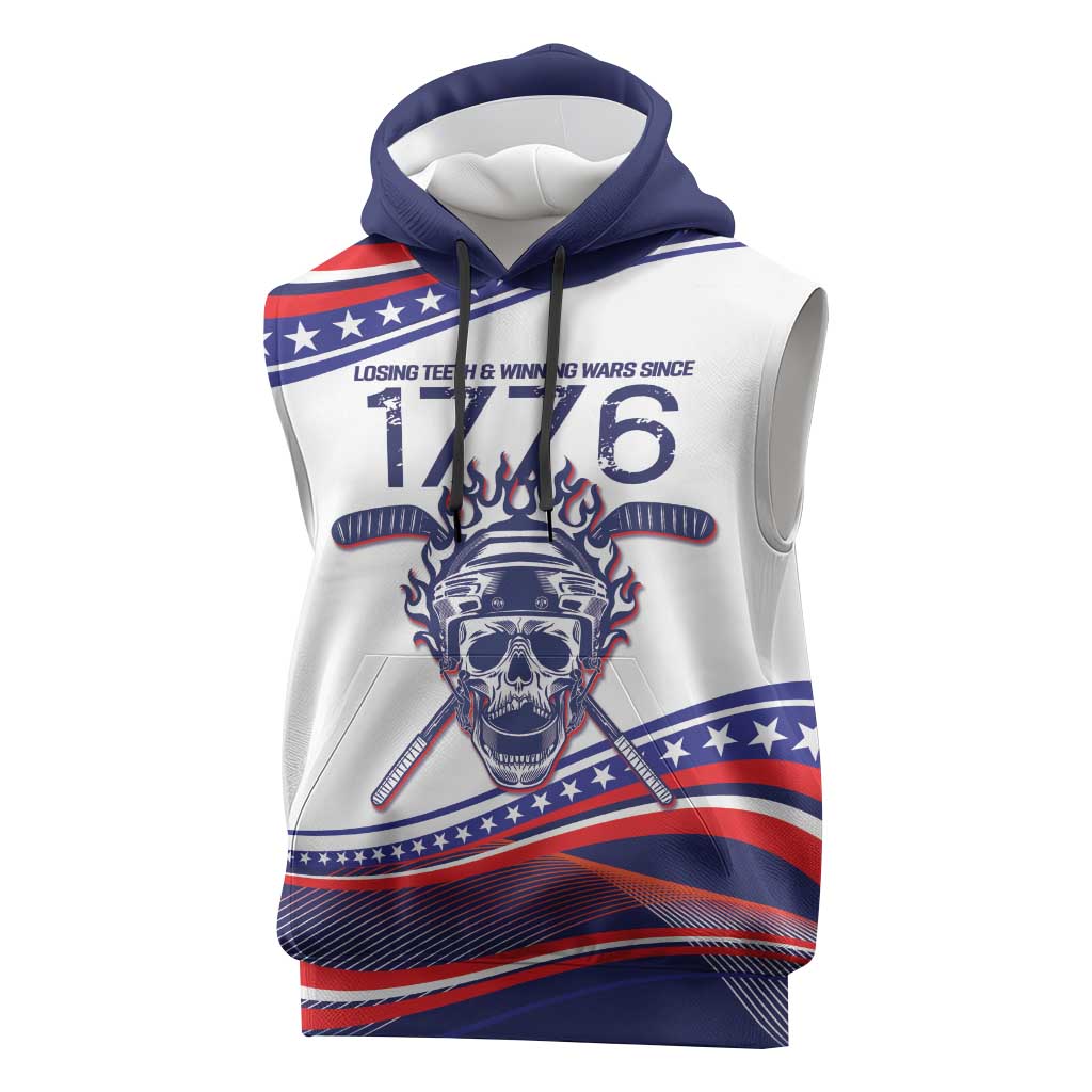 United States Hockey Personalized Sleeveless Hoodie Losing Teeth Winning Wars Since 1776 White Style