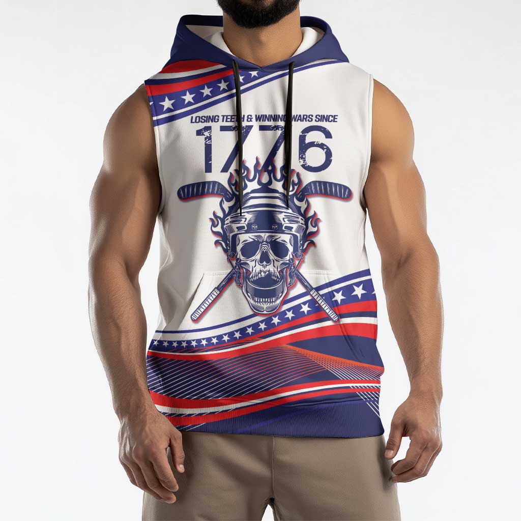 United States Hockey Personalized Sleeveless Hoodie Losing Teeth Winning Wars Since 1776 White Style