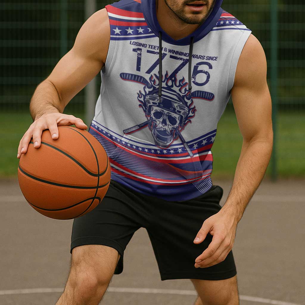 United States Hockey Personalized Sleeveless Hoodie Losing Teeth Winning Wars Since 1776 White Style