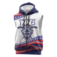United States Hockey Personalized Sleeveless Zip Hoodie Losing Teeth Winning Wars Since 1776 White Style